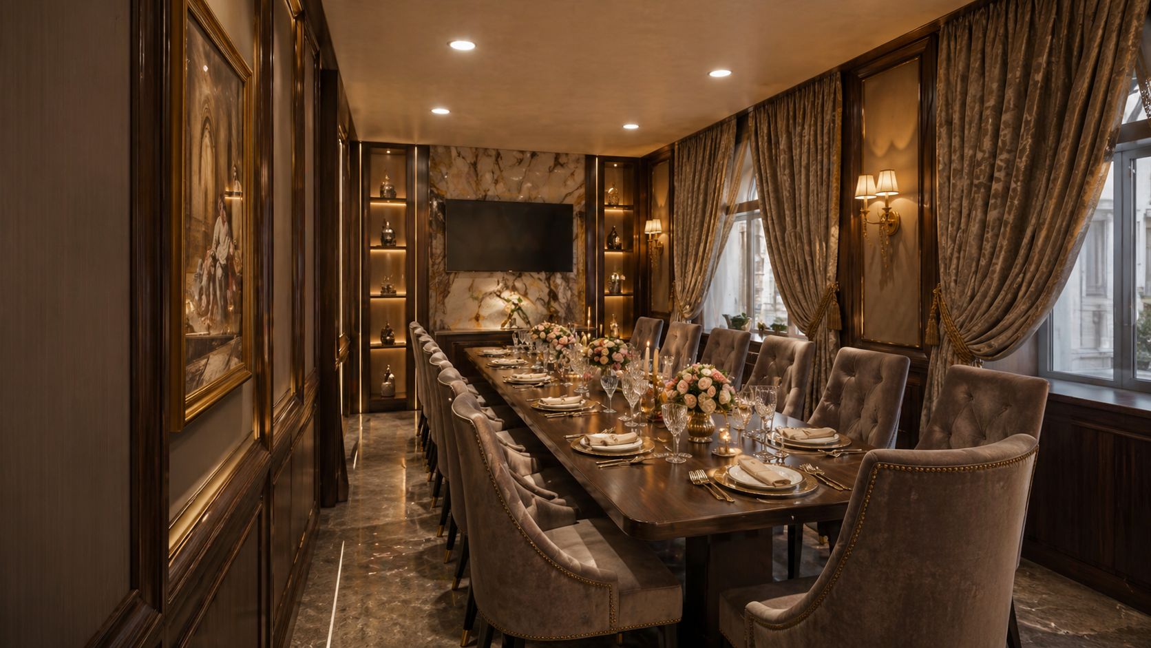 Elegant private dining room at Sofiya Grand NJ