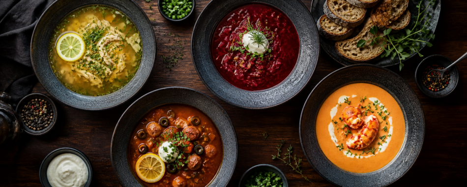Traditional soups at Sofiya Grand Fine Dining